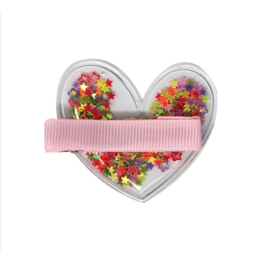 Giltter Shaker Heart Hair Clip