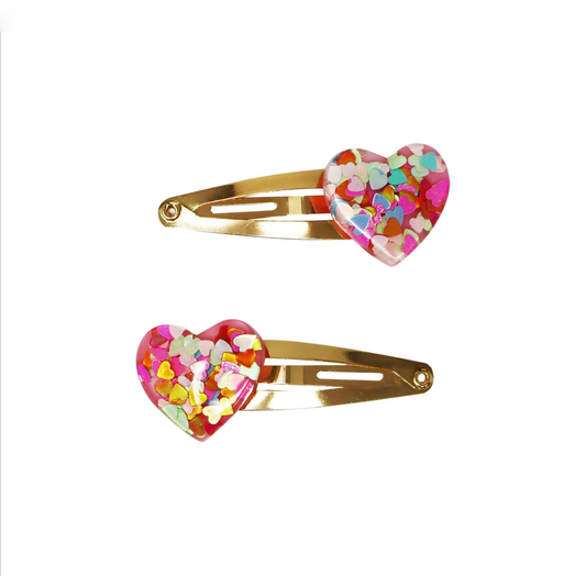 Glitter Resin Heart Hair Accessories Set