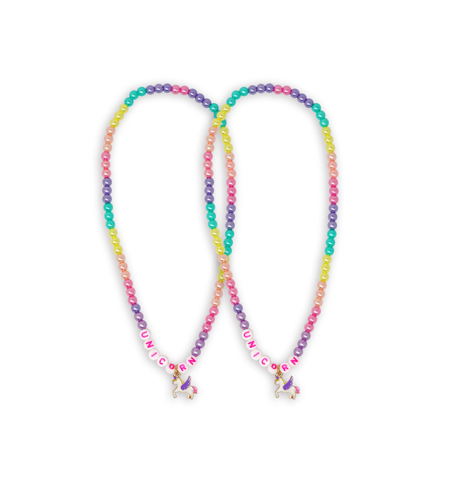BFF Unicorn Rainbow Pearl Necklace Set