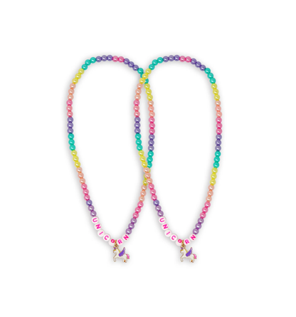 BFF Unicorn Rainbow Pearl Necklace Set