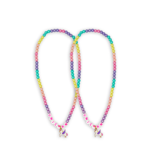 BFF Unicorn Rainbow Pearl Necklace Set