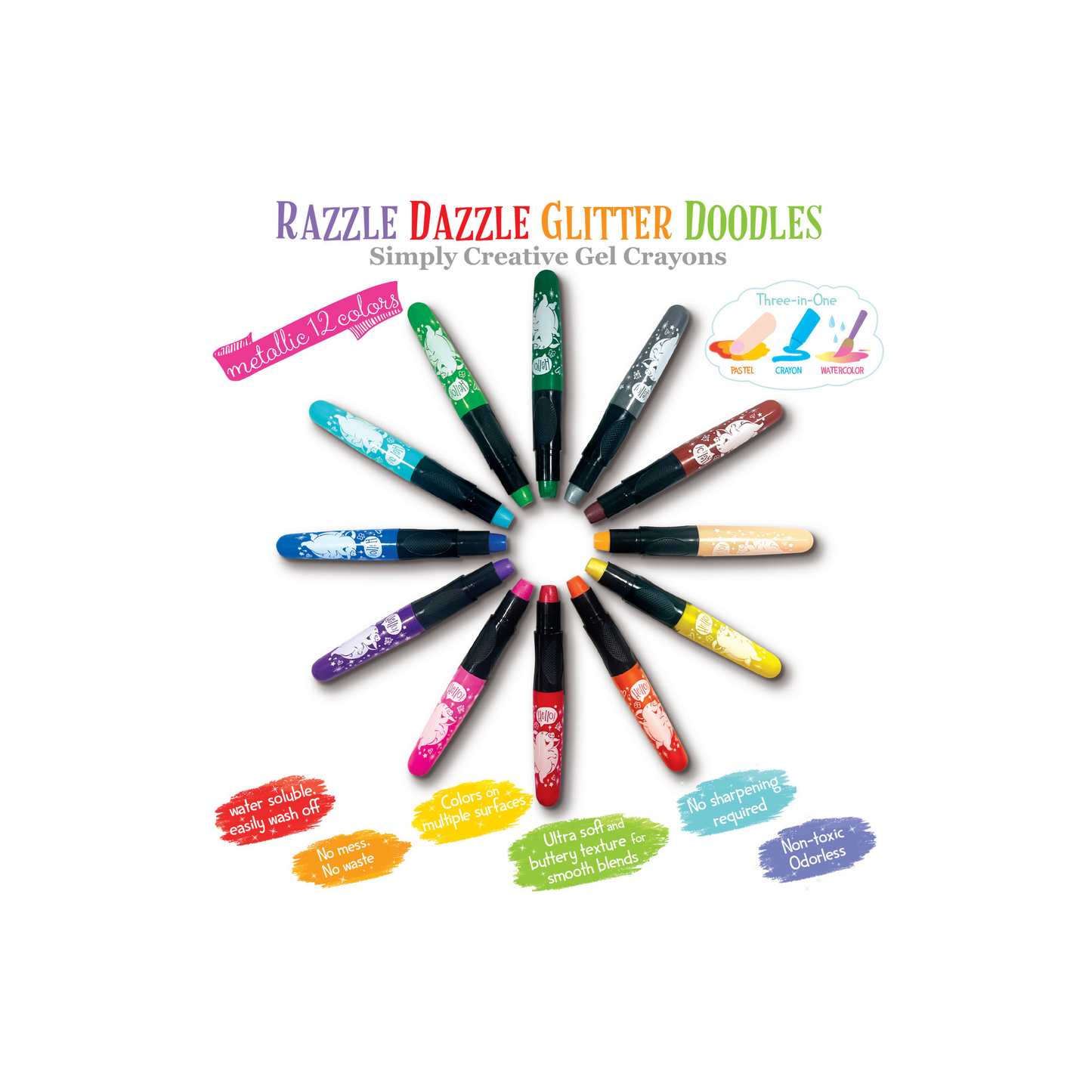 Dancing Star Glitter Doodle Twistable Gel Crayons