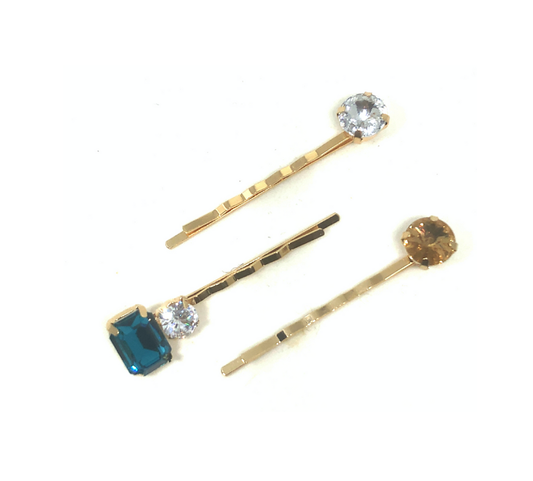 Blue Gem Hair Pins