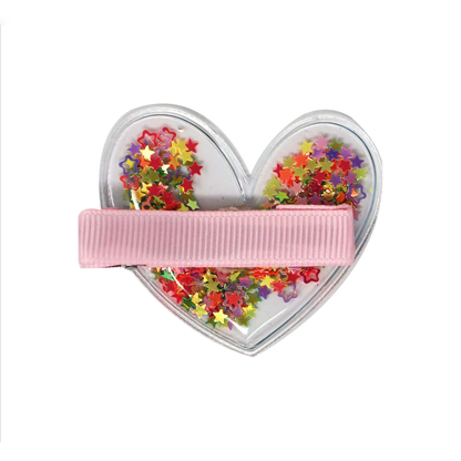 Giltter Shaker Heart Hair Clip