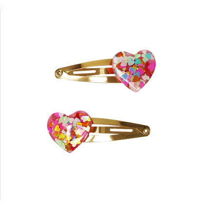 Glitter Resin Heart Hair Accessories Set