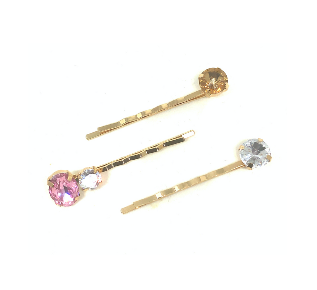 Pink Gem Hair Pins