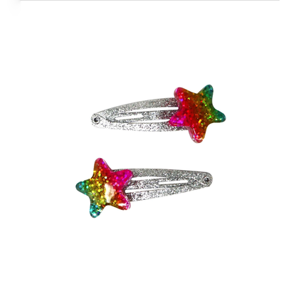 Rainbow Star Sparkly Hair Accessories Set