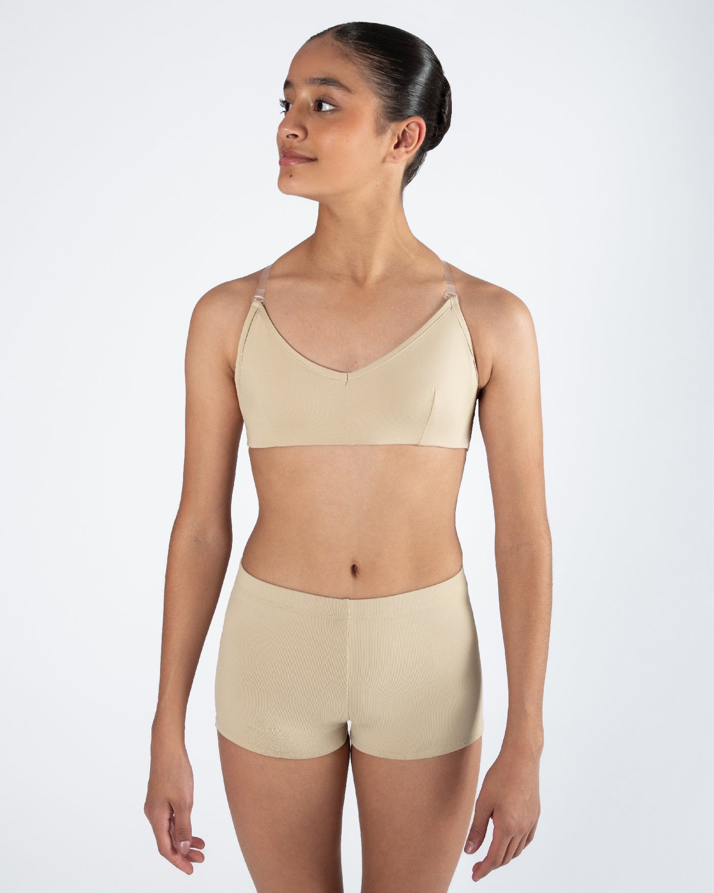 Clear Back Bra with Cups - WHEAT
