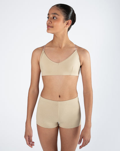 Clear Back Bra with Cups - WHEAT