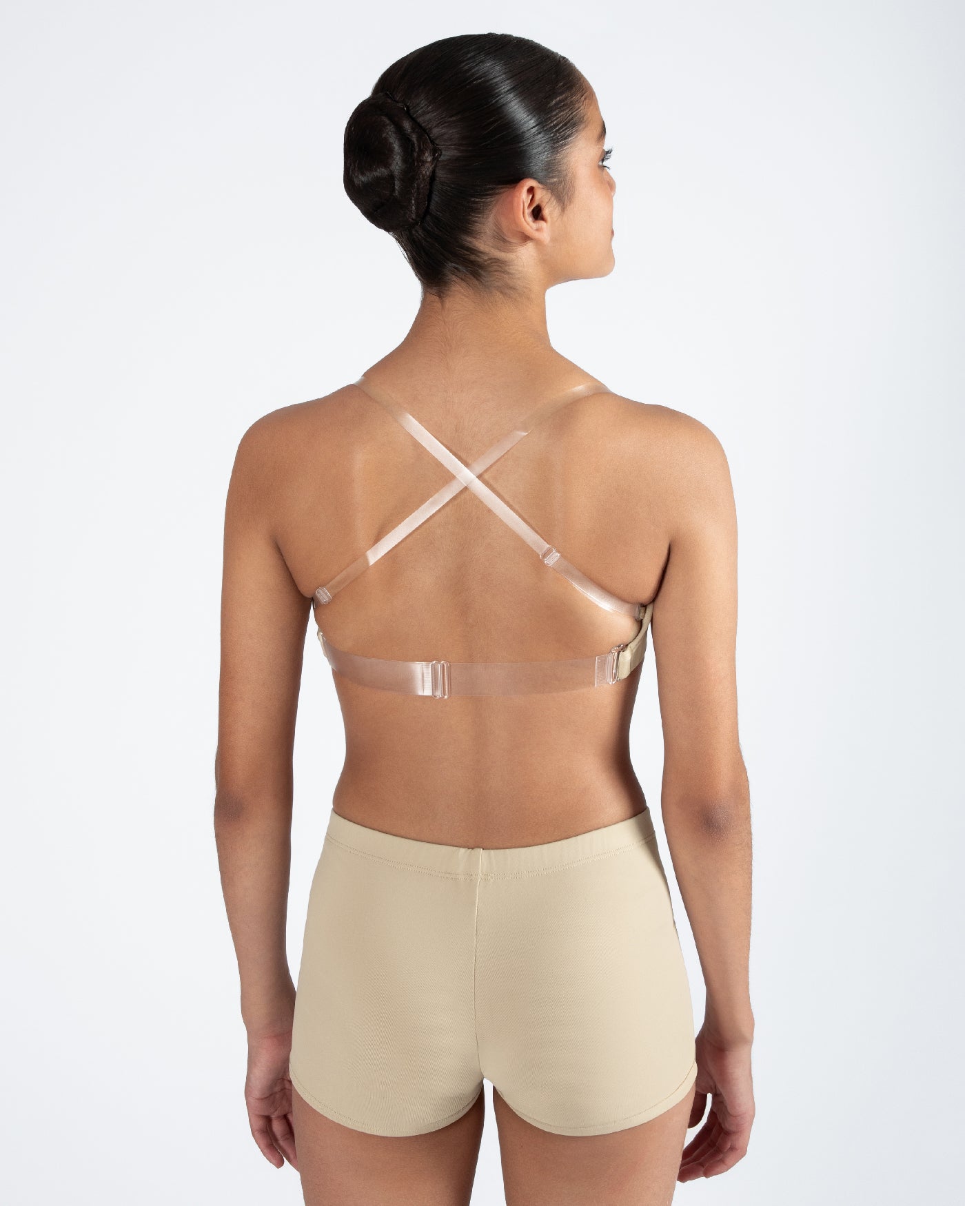 Clear Back Bra with Cups - WHEAT