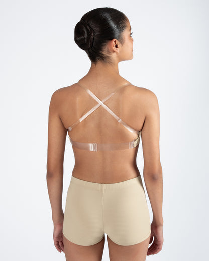 Clear Back Bra with Cups - WHEAT