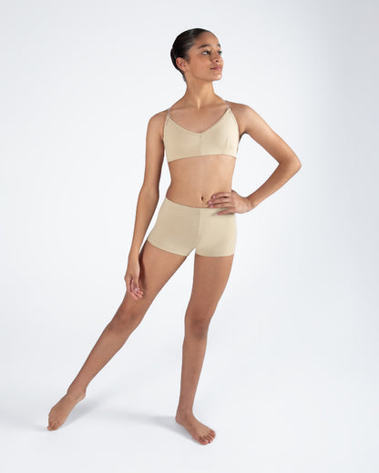 Clear Back Bra with Cups - WHEAT