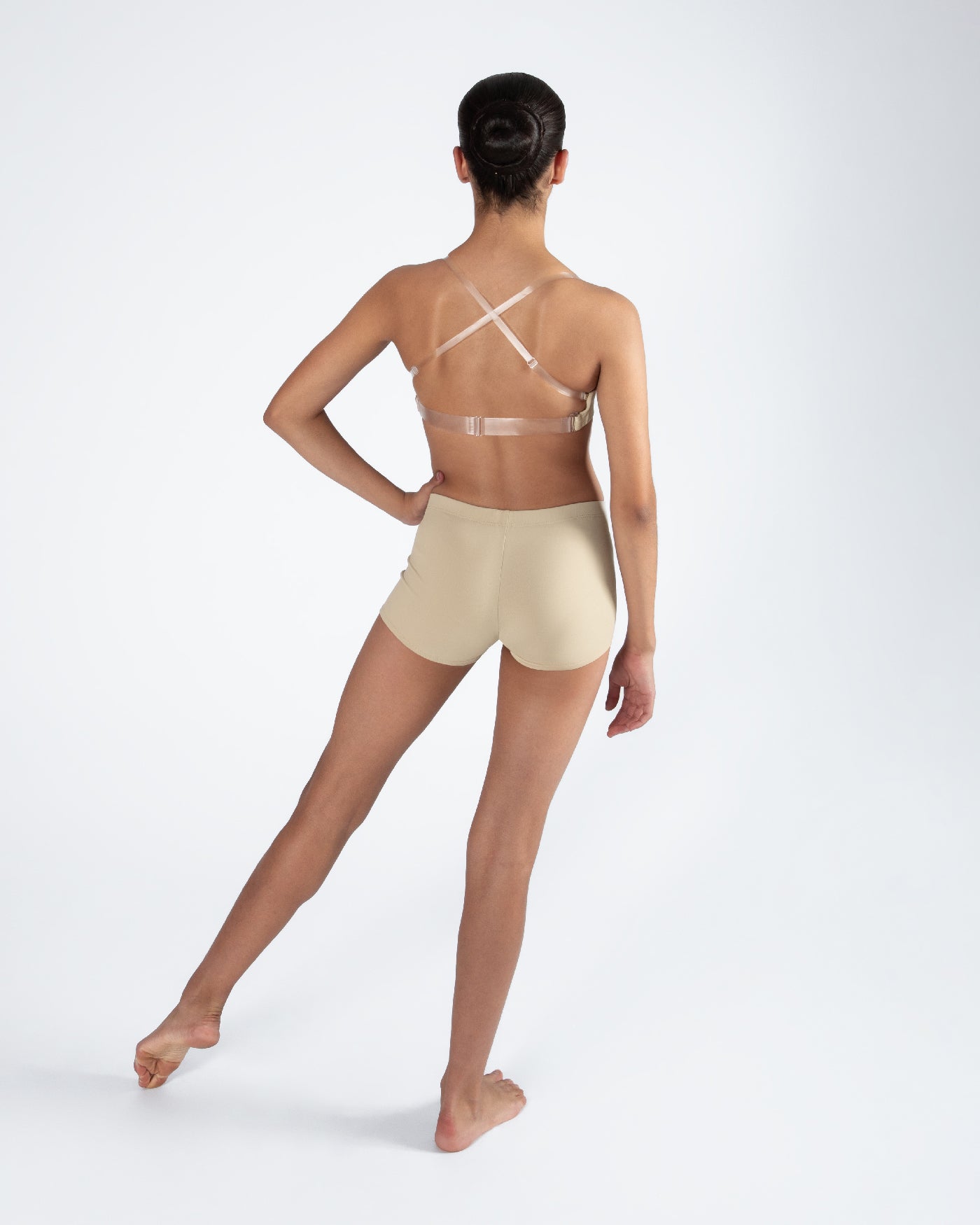 Clear Back Bra with Cups - WHEAT
