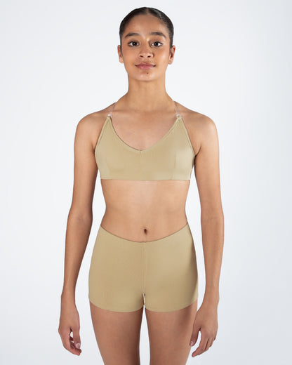 Clear Back Bra with Cups - WHEAT