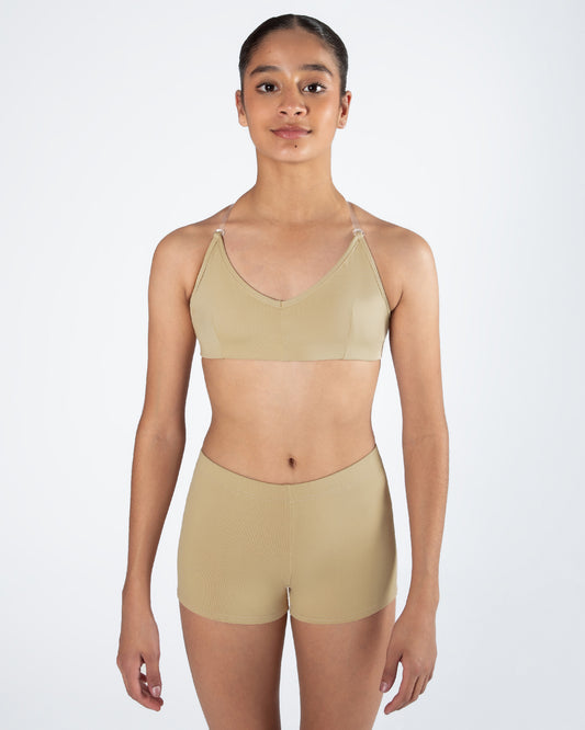 Clear Back Bra with Cups - WHEAT