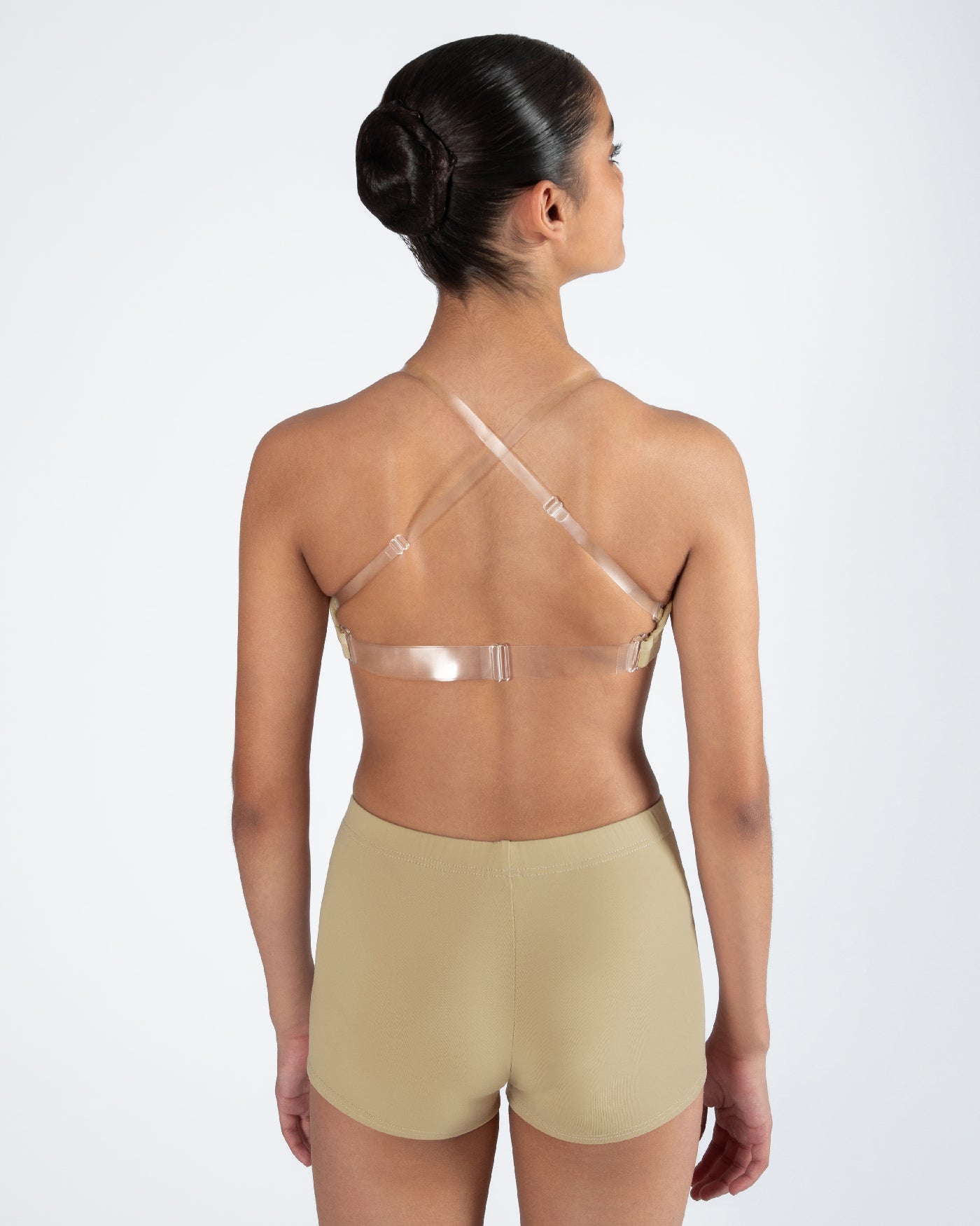 Clear Back Bra with Cups - WHEAT