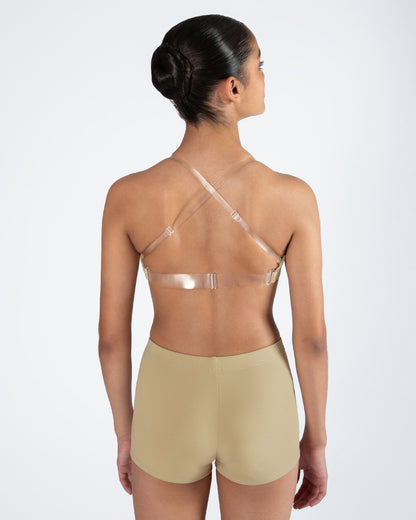 Clear Back Bra with Cups - WHEAT