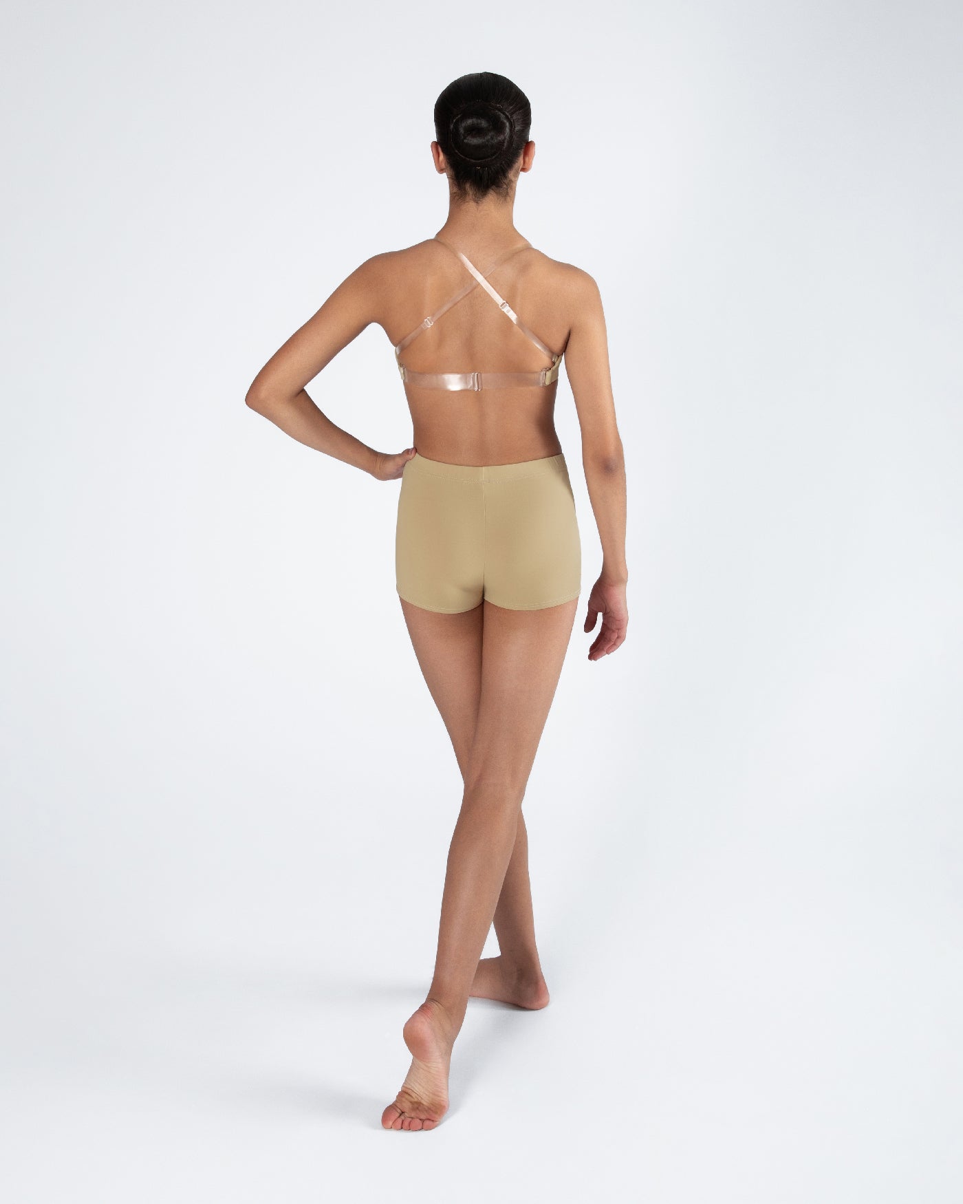 Clear Back Bra with Cups - WHEAT