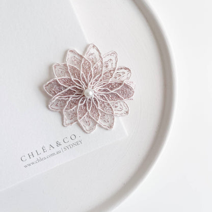 Crystal Flower Clip - PINK