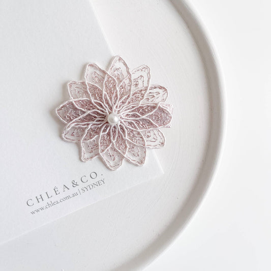 Crystal Flower Clip - PINK