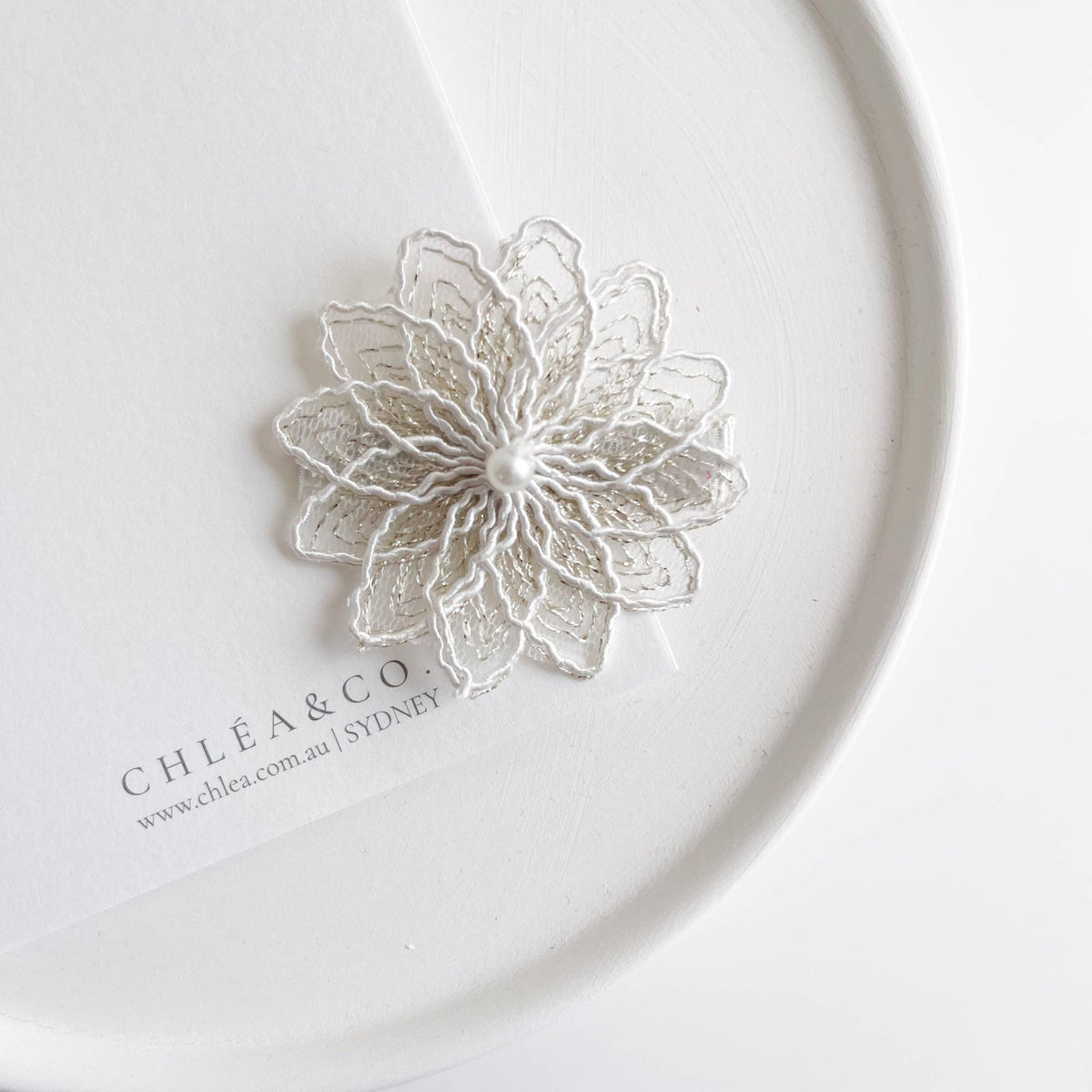 Crystal Flower Clip - WHITE