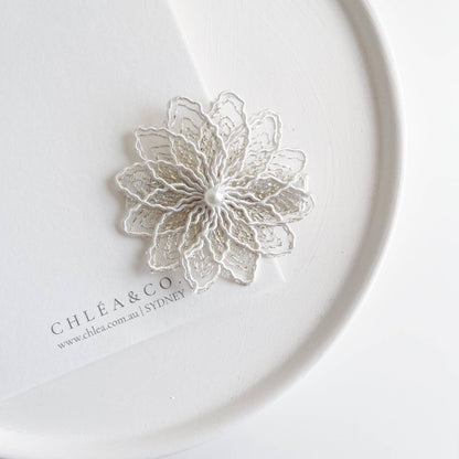 Crystal Flower Clip - WHITE