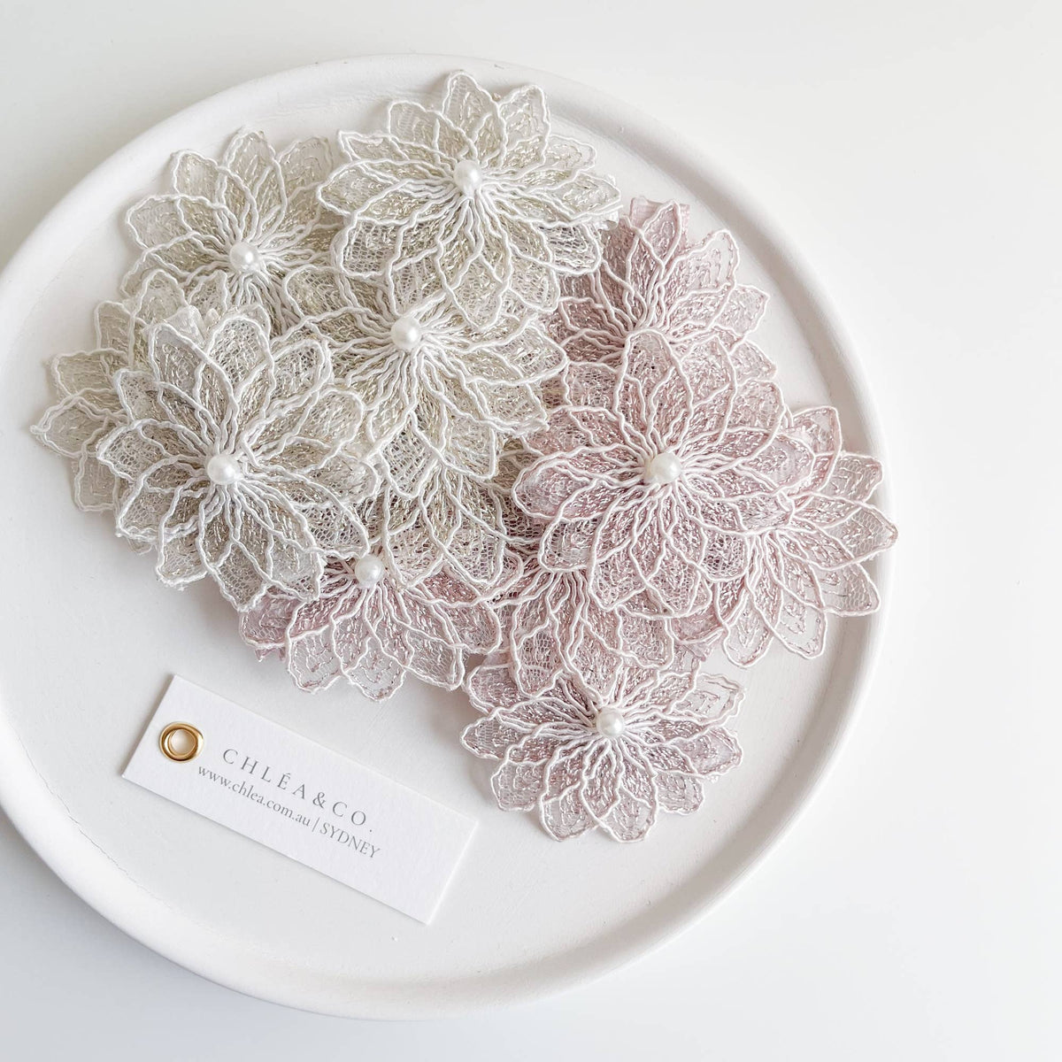 Crystal Flower Clip - PINK