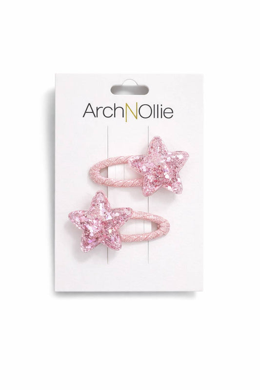 Pink Star Sequin Hair Clips