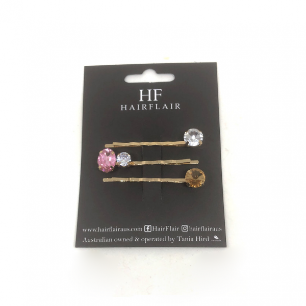 Pink Gem Hair Pins