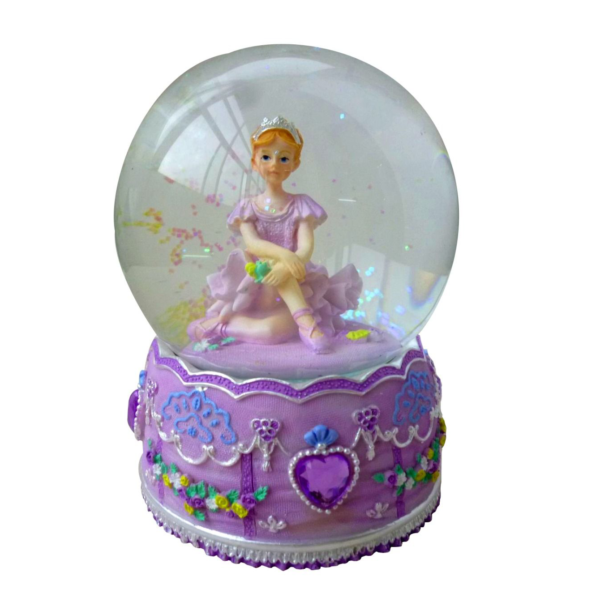 Purple Ballerina Musical Snow Globe