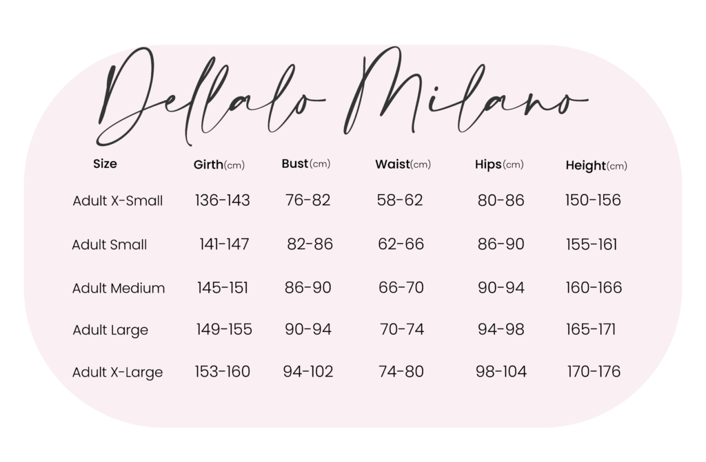 Dellalo Milano Size Chart